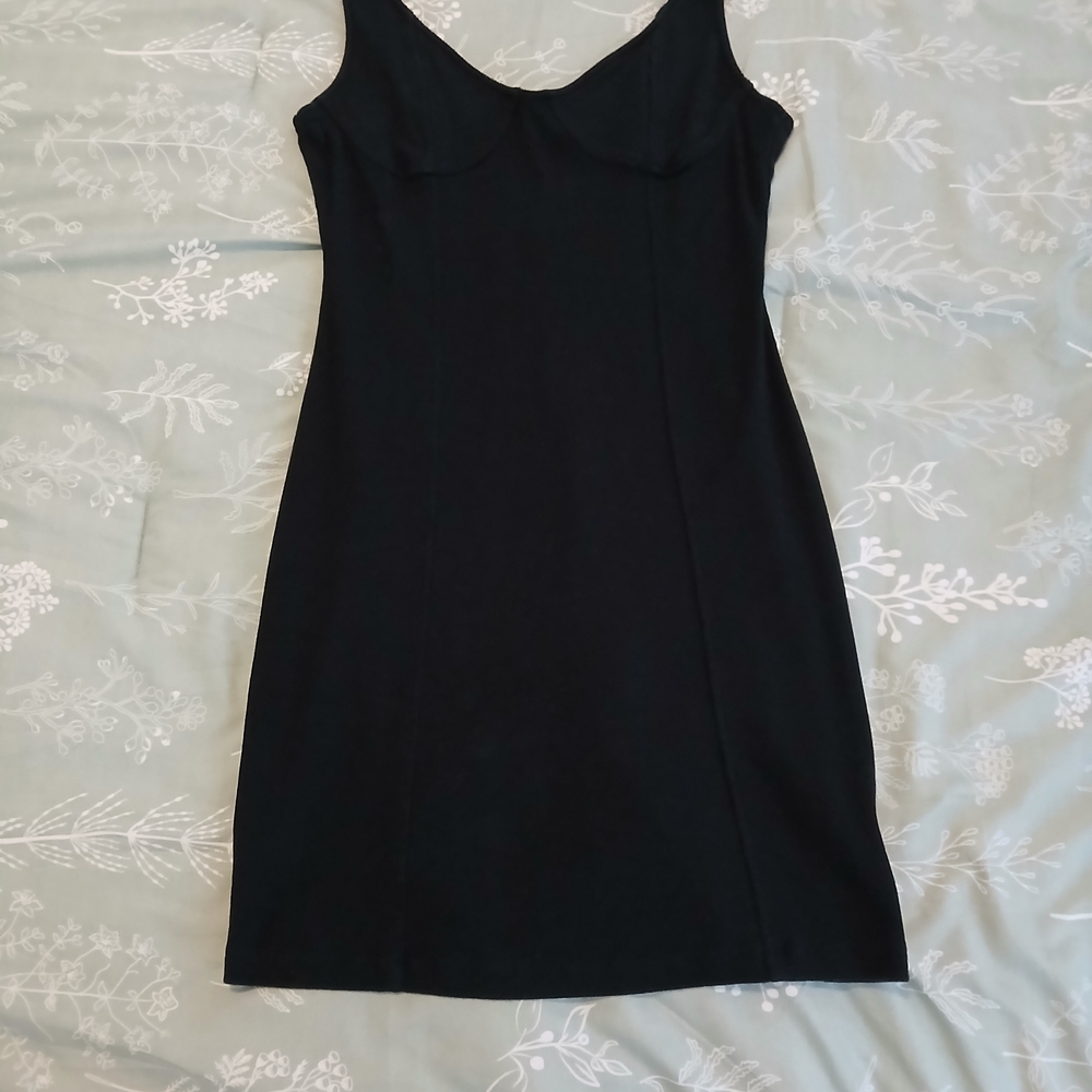aerie Black Slip Mini Dress with Scoop Neck and Thin Straps